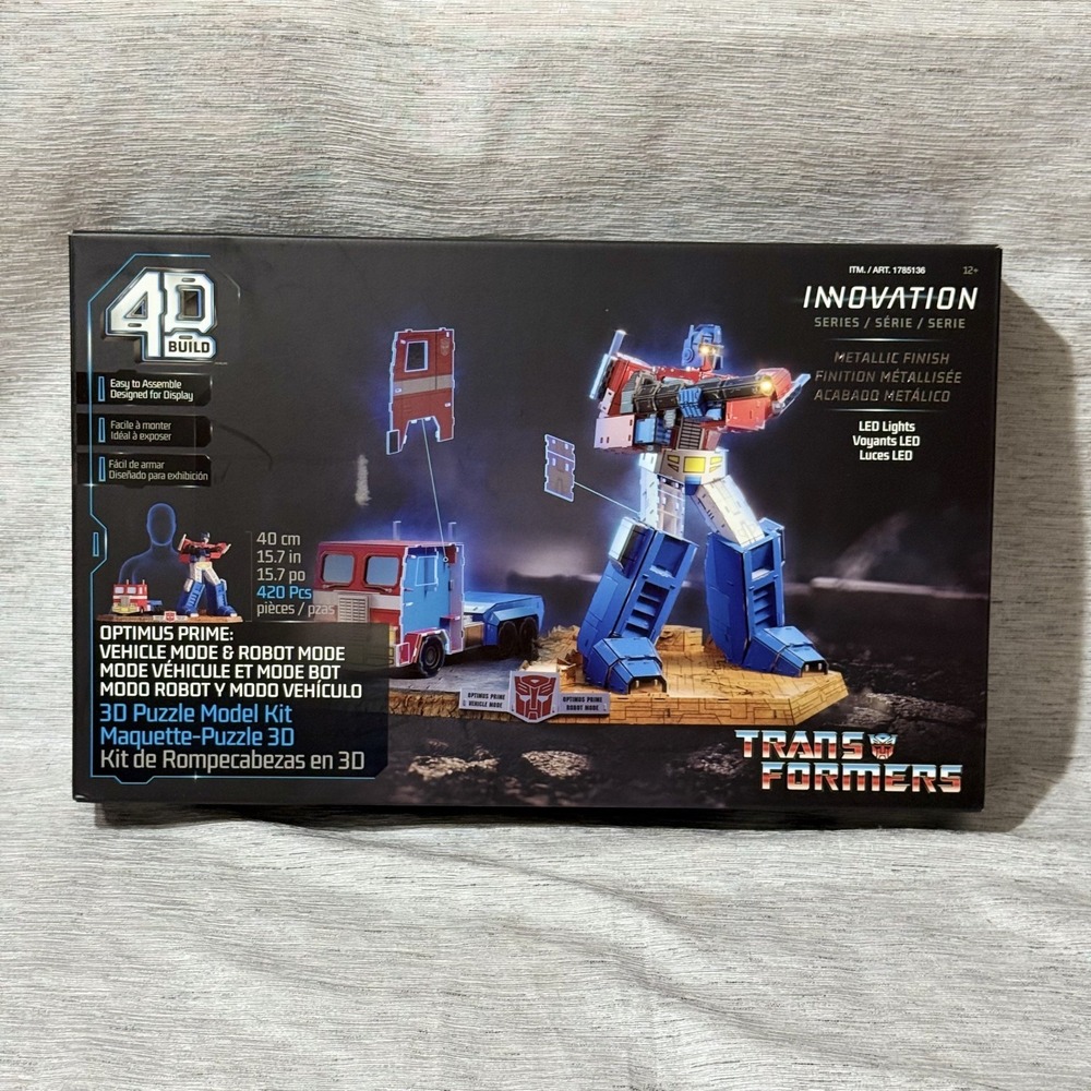 Transformers Optimus Prime 4D Build 3D Puzzle Model Kit Metallic LED Light 426PC
